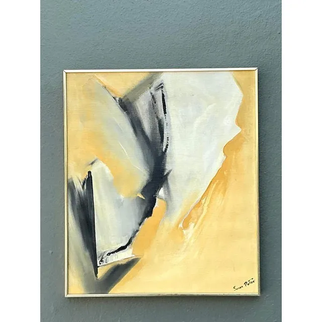 Vintage Original Abstract Oil Painting on Canvas - Canvas, 24.25W x 28.25H — additional photo 3