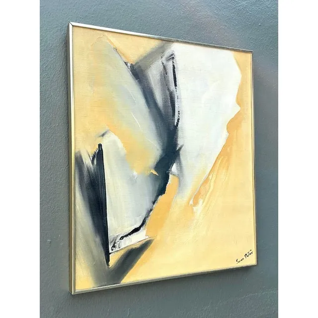 Vintage Original Abstract Oil Painting on Canvas - Canvas, 24.25W x 28.25H — additional photo 4