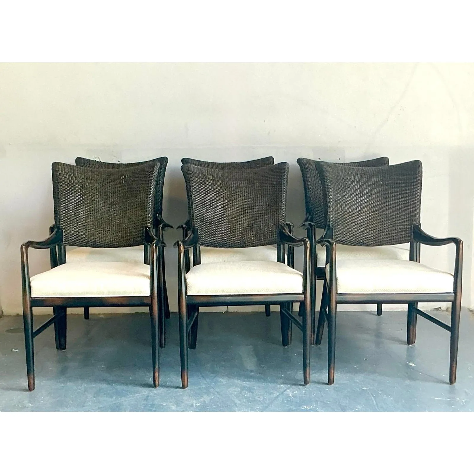 Vintage Boho Palecek “Catalina Cane” Arm Chairs - Set of 6 — additional photo 2