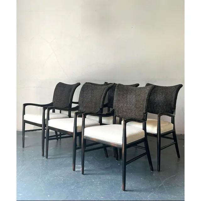 Vintage Boho Palecek “Catalina Cane” Arm Chairs - Set of 6 — additional photo 4
