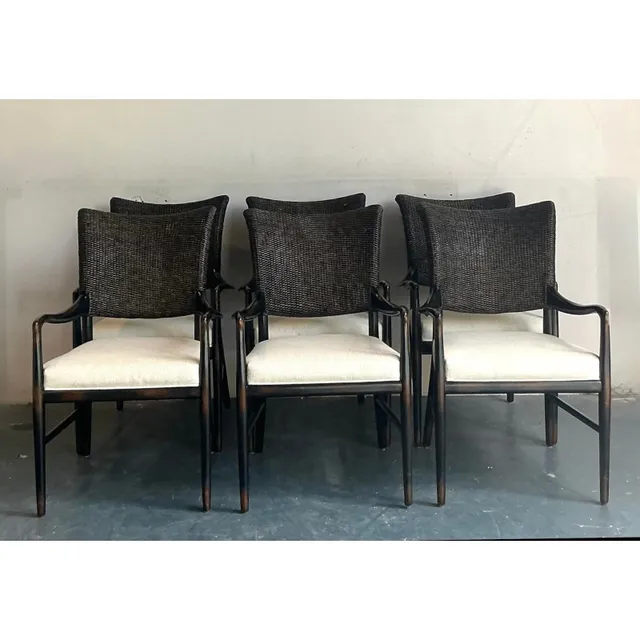 Vintage Boho Palecek “Catalina Cane” Arm Chairs - Set of 6 — additional photo 5