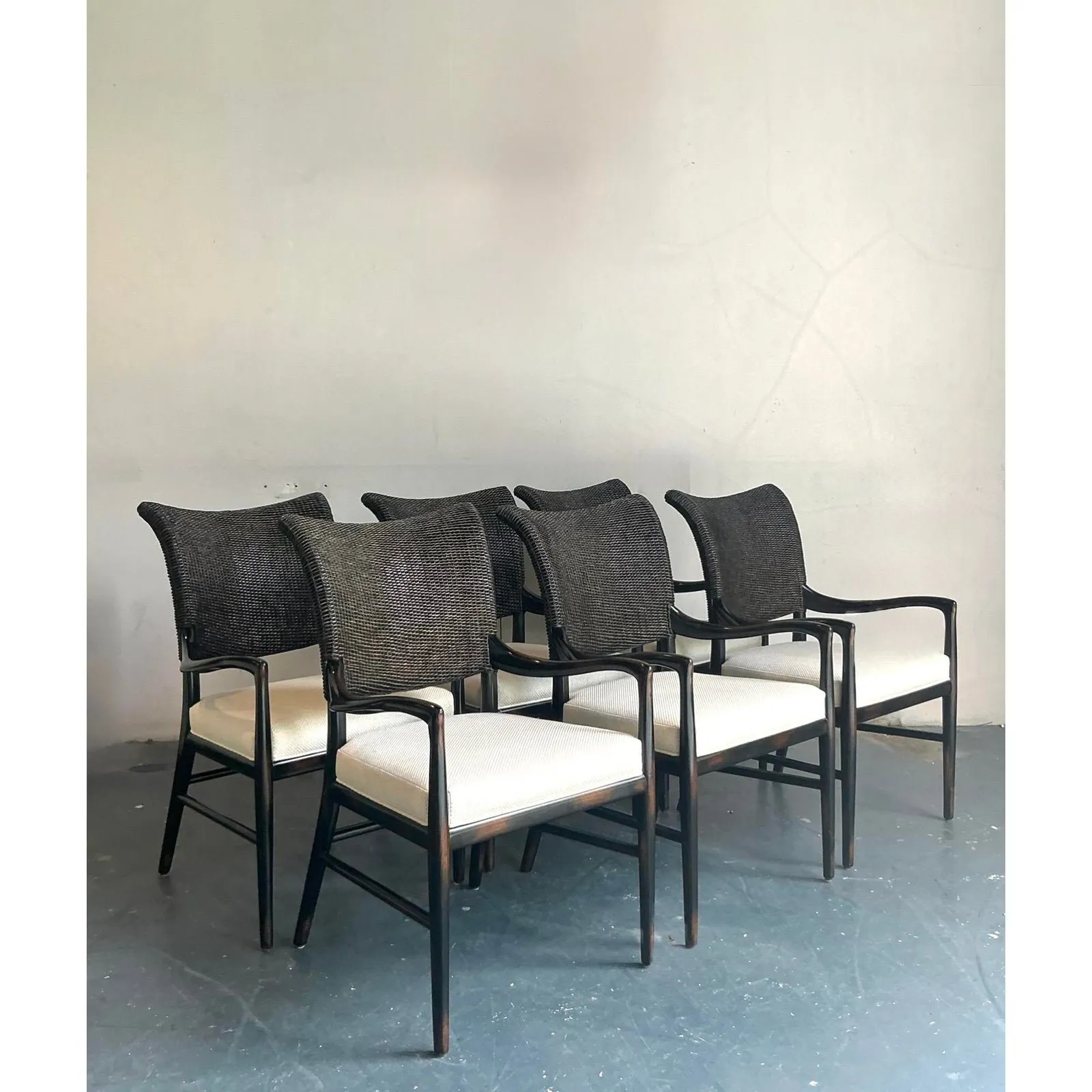 Vintage Boho Palecek “Catalina Cane” Arm Chairs - Set of 6 — additional photo 7