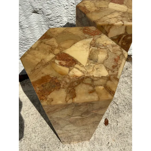 Vintage Boho Octagon Onyx Pedestals - A Pair — additional photo 5