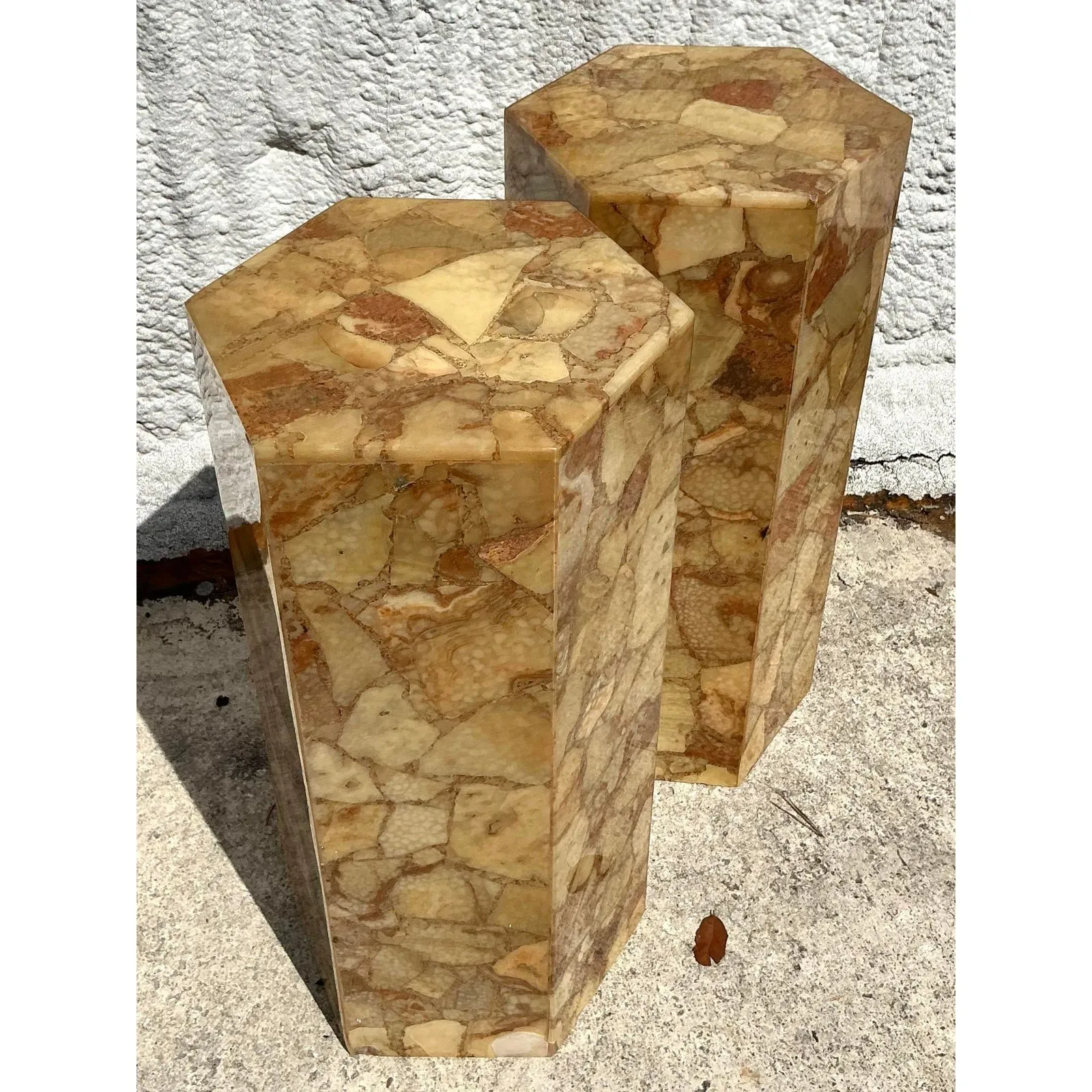 Vintage Boho Octagon Onyx Pedestals - A Pair — additional photo 8