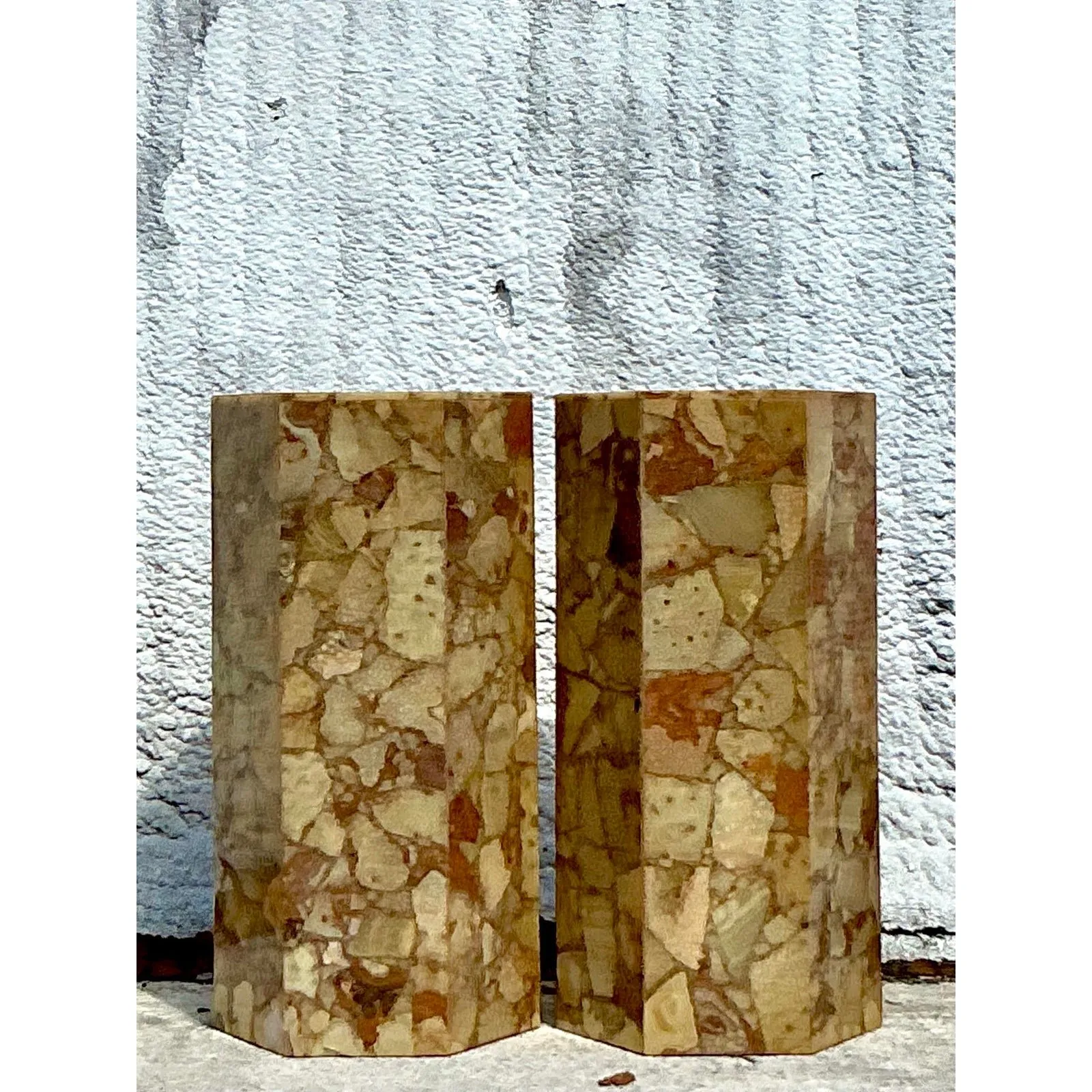 Vintage Boho Octagon Onyx Pedestals - A Pair — additional photo 2