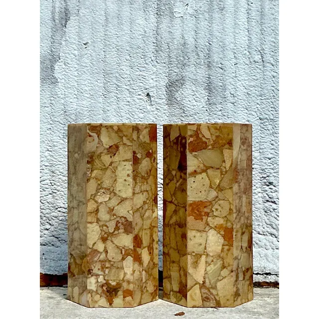 Vintage Boho Octagon Onyx Pedestals - A Pair — additional photo 3