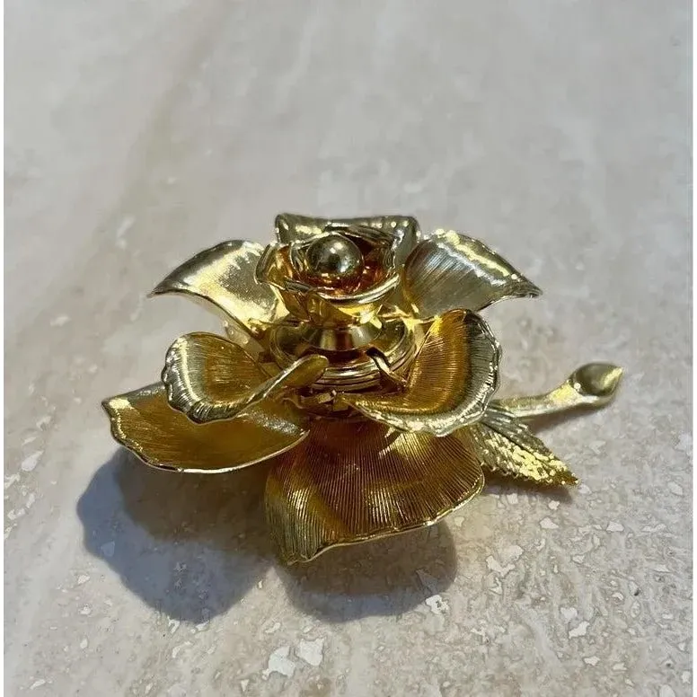 Vintage Warner Day & Night Gold Plated Floral Brooch — additional photo 2