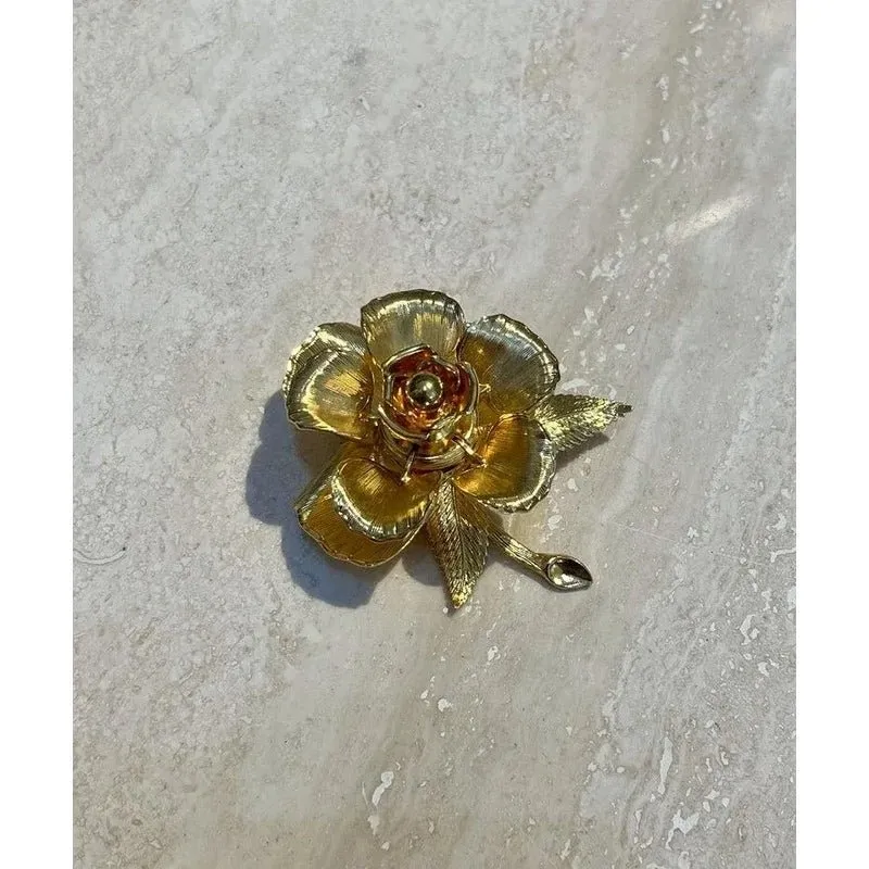Vintage Warner Day & Night Gold Plated Floral Brooch — additional photo 4