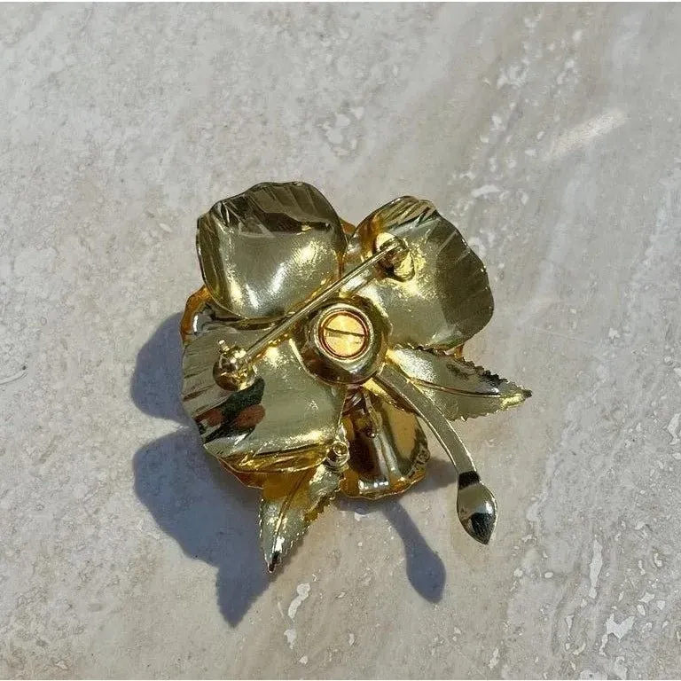 Vintage Warner Day & Night Gold Plated Floral Brooch — additional photo 5