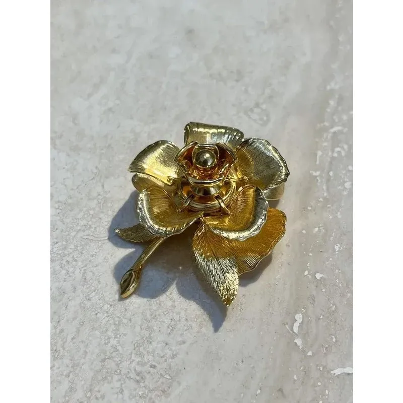 Vintage Warner Day & Night Gold Plated Floral Brooch — additional photo 6