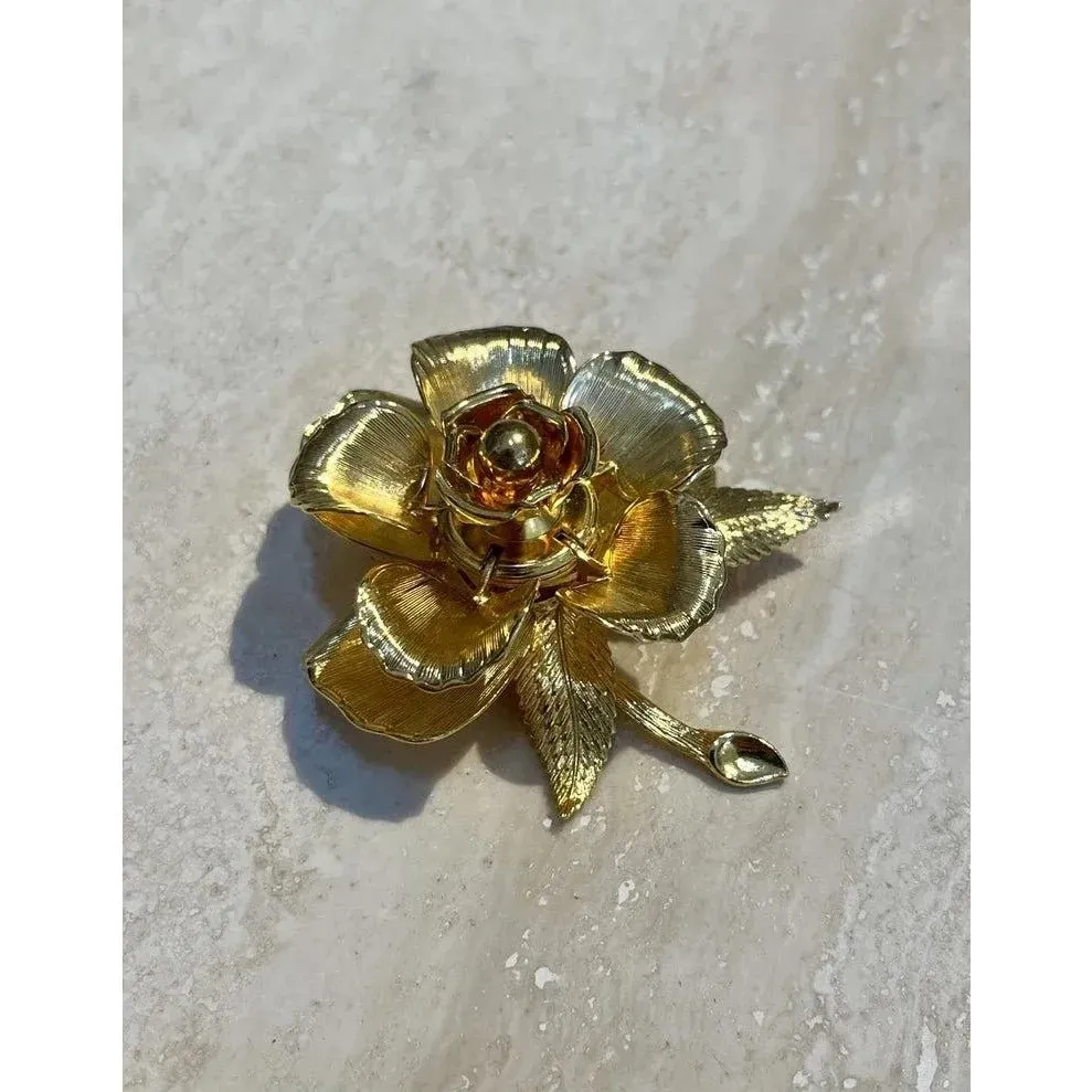 Vintage Warner Day & Night Gold Plated Floral Brooch — additional photo 7