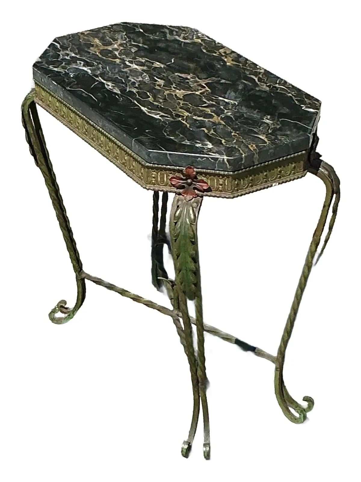 Vintage Deco Stone and Wrought Iron Side Table — additional photo 8
