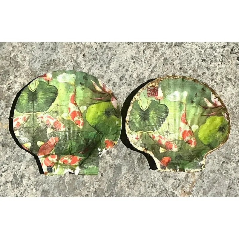 Vintage Boho Decoupage Oyster Shells - Set of 2 — additional photo 2