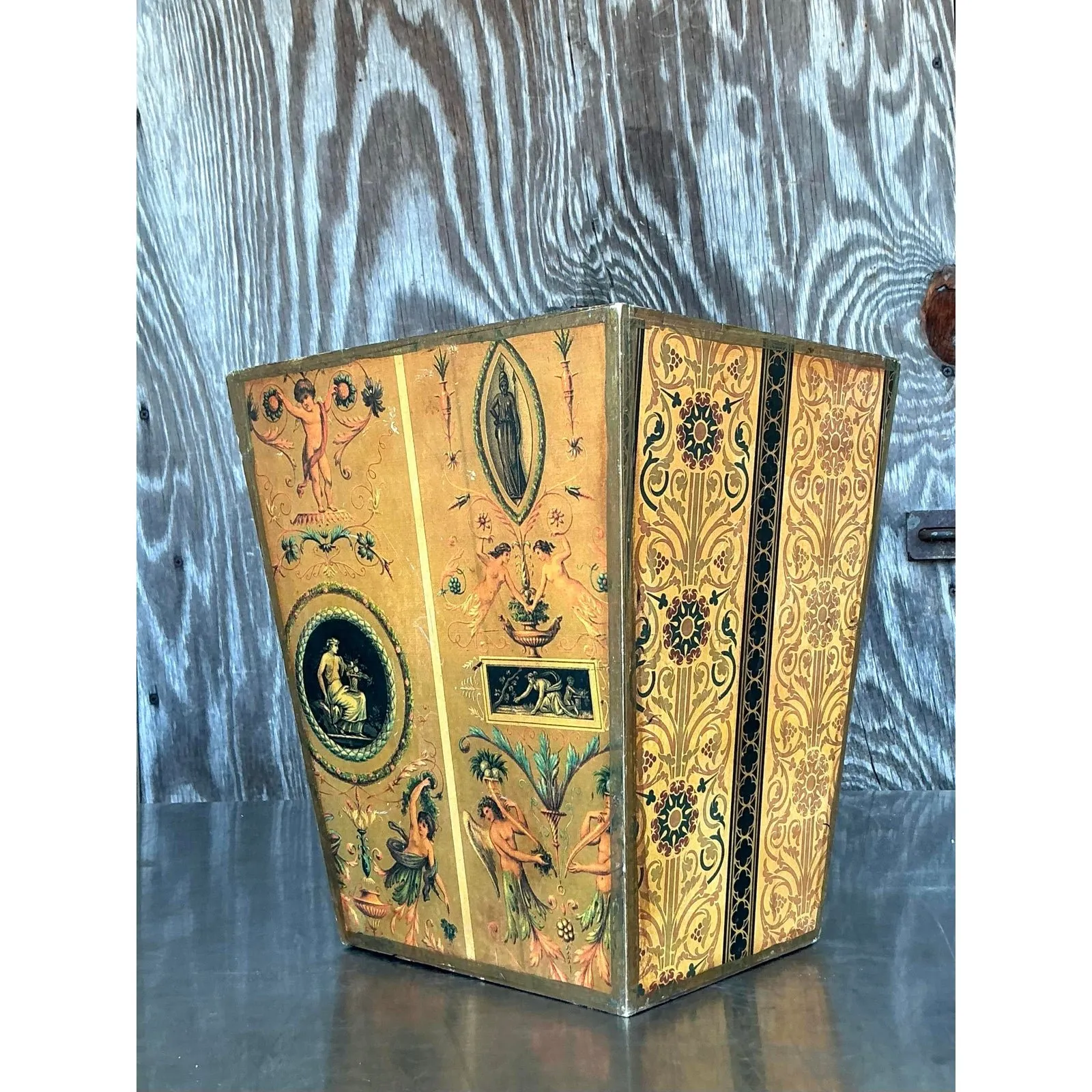 Vintage Neoclassical Wrapped Waster Paper Basket — additional photo 3