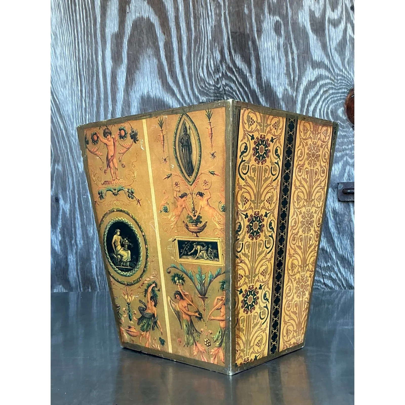 Vintage Neoclassical Wrapped Waster Paper Basket — additional photo 5