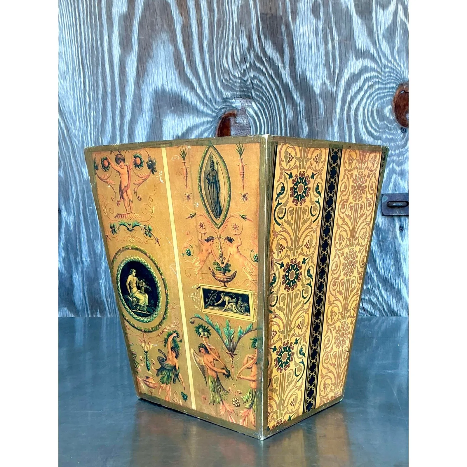 Vintage Neoclassical Wrapped Waster Paper Basket — additional photo 7