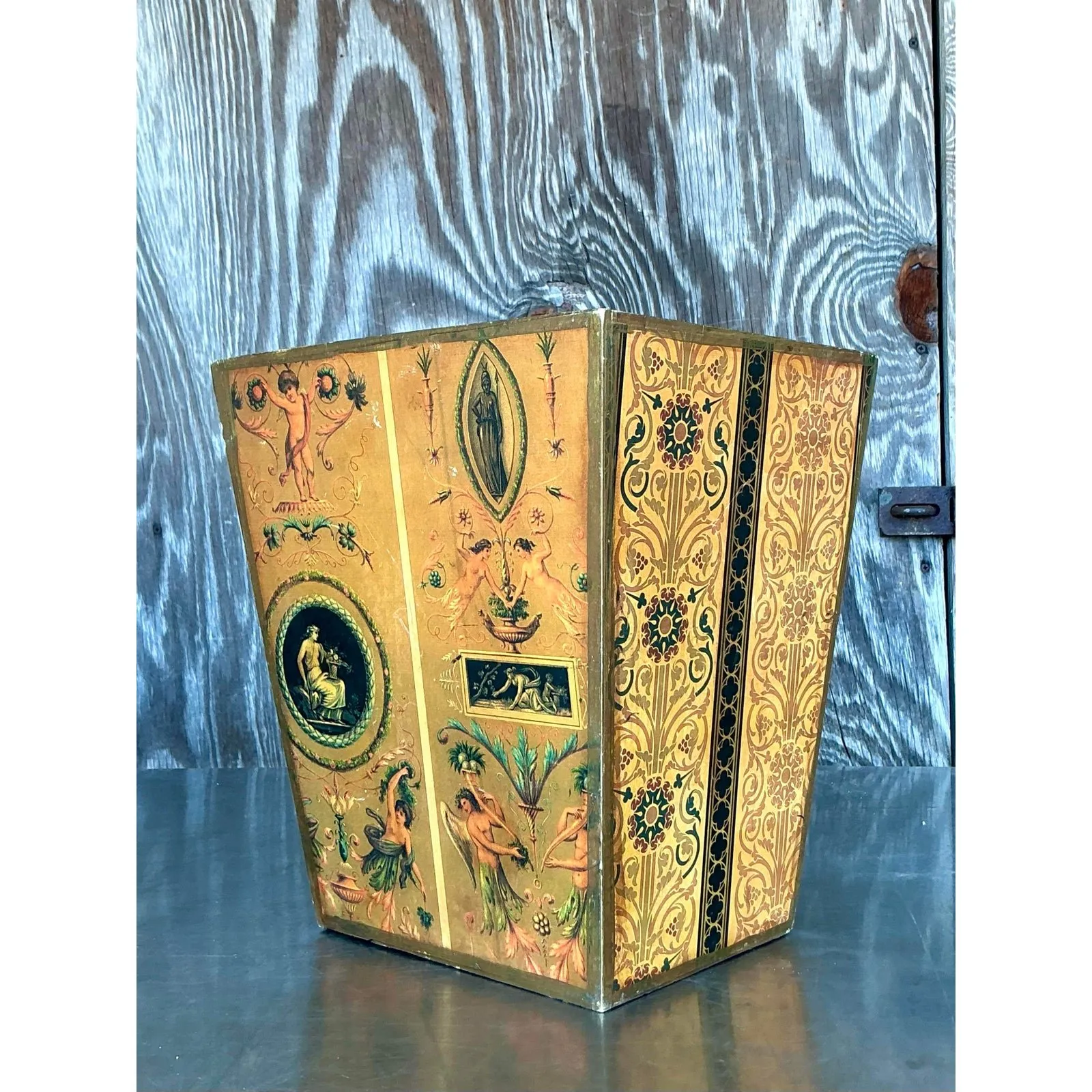 Vintage Neoclassical Wrapped Waster Paper Basket — additional photo 8