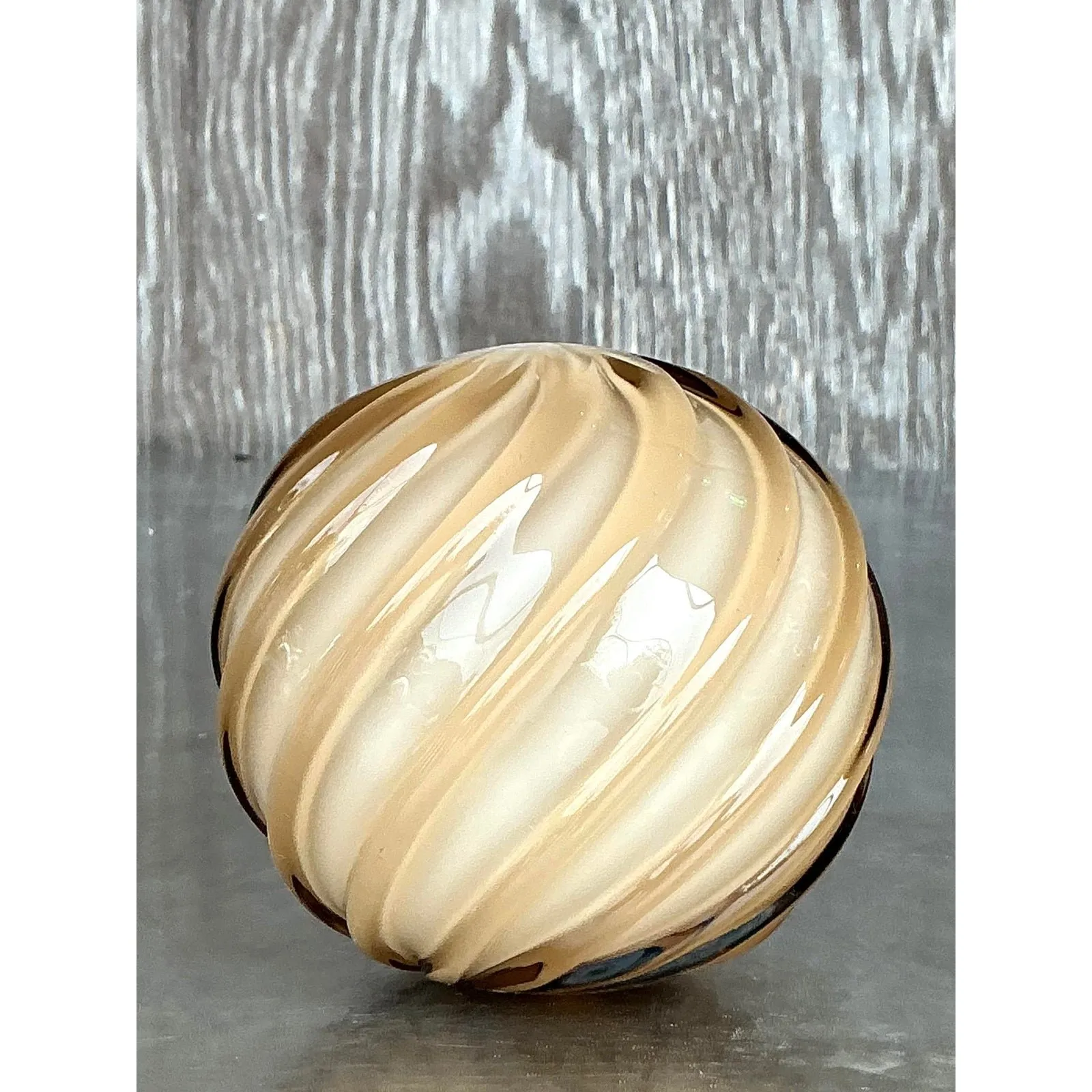 Vintage Regency Blown Glass Swirl Sphere — additional photo 3