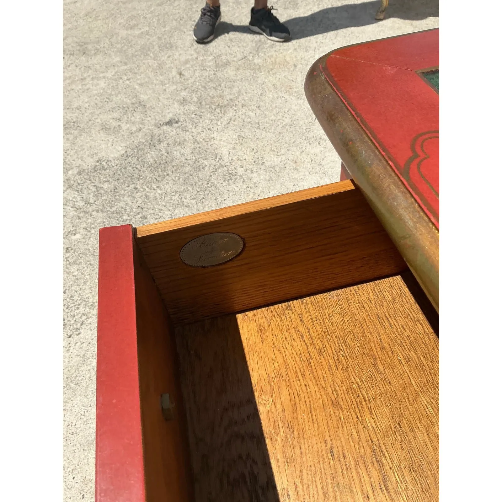 Vintage Baker Red Lacquered Chinoiserie Writing Desk — additional photo 5