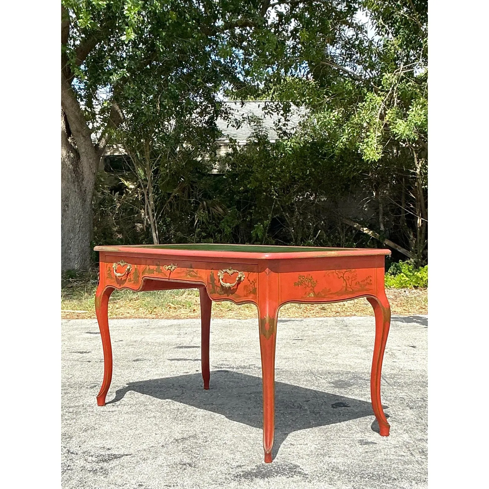 Vintage Baker Red Lacquered Chinoiserie Writing Desk — additional photo 4