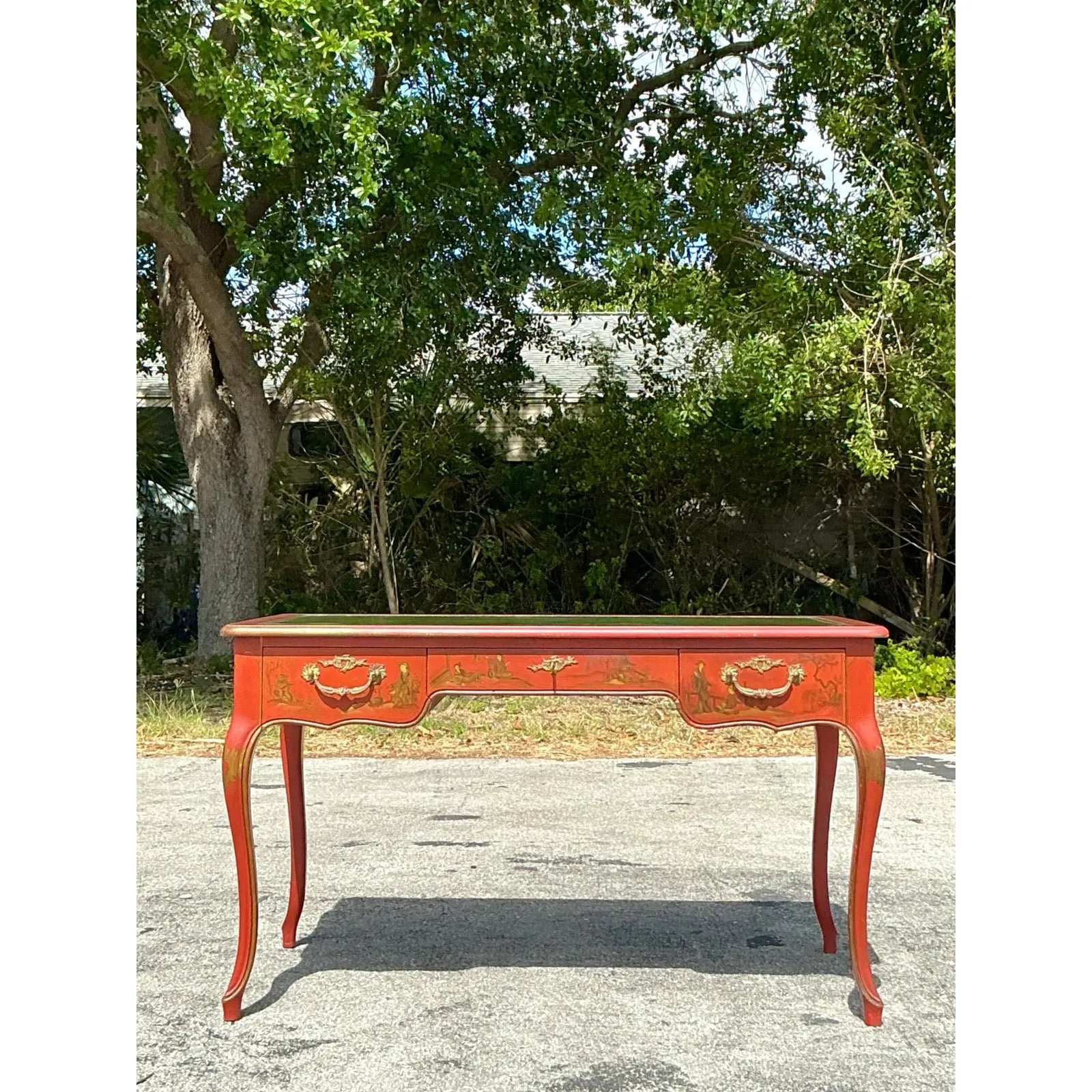 Vintage Baker Red Lacquered Chinoiserie Writing Desk — additional photo 6