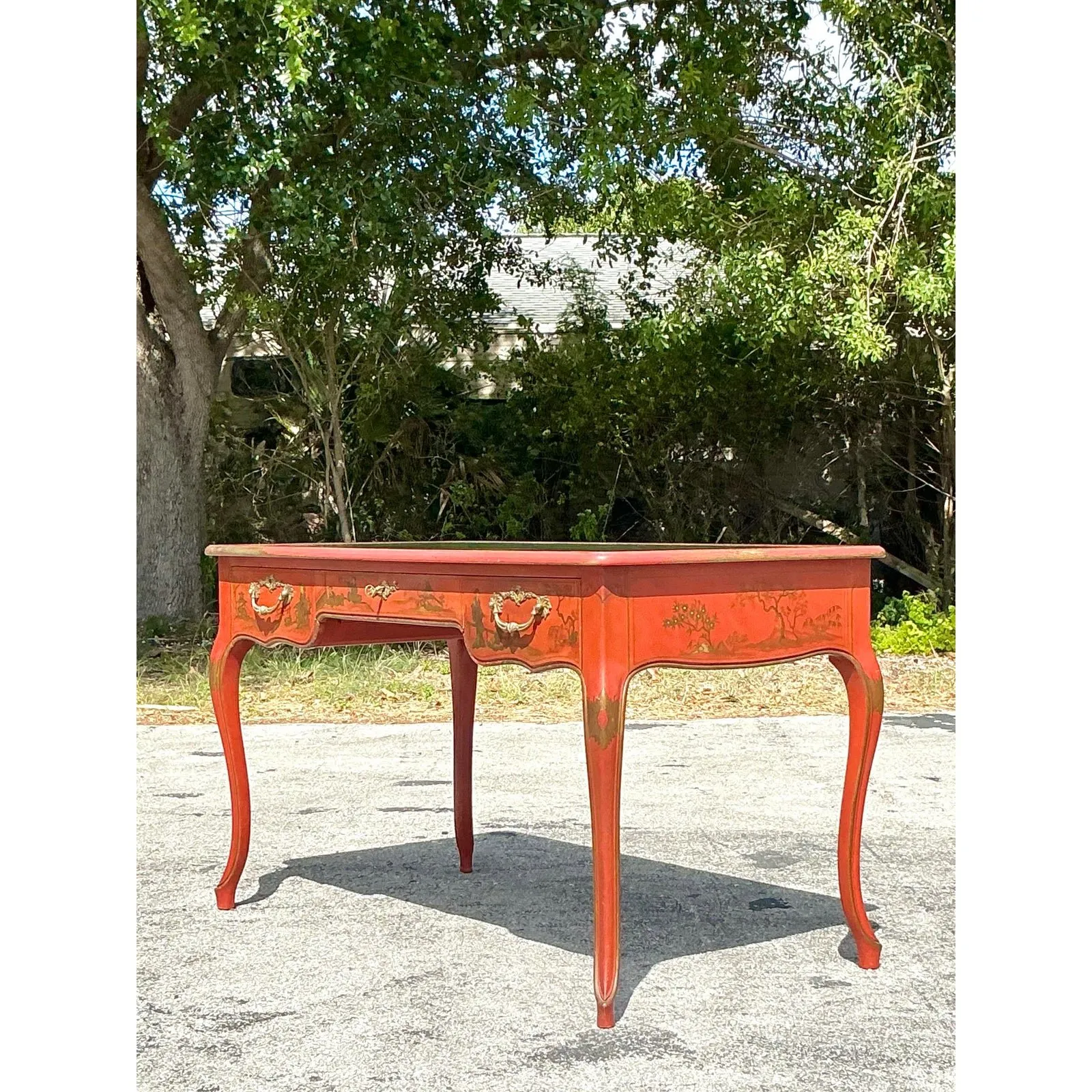 Vintage Baker Red Lacquered Chinoiserie Writing Desk — additional photo 2