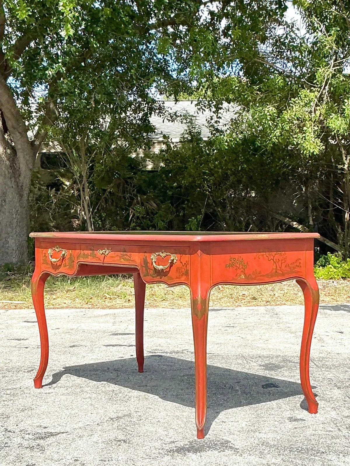 Vintage Baker Red Lacquered Chinoiserie Writing Desk — additional photo 1