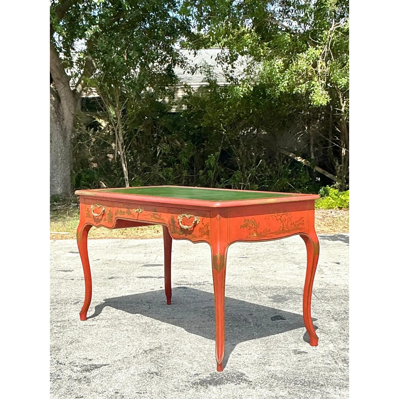 Vintage Baker Red Lacquered Chinoiserie Writing Desk — additional photo 3