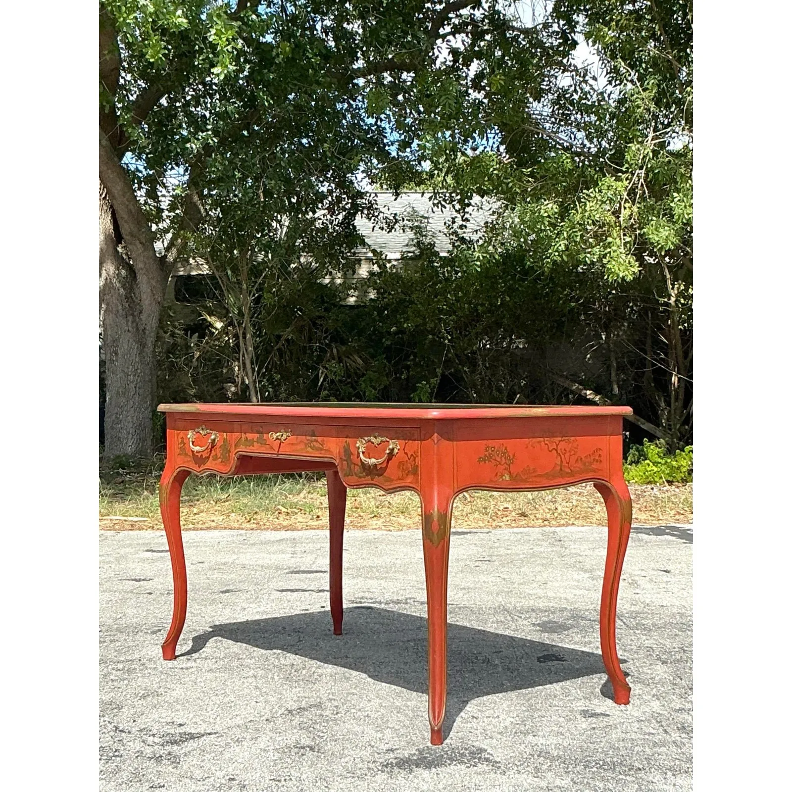 Vintage Baker Red Lacquered Chinoiserie Writing Desk — additional photo 8