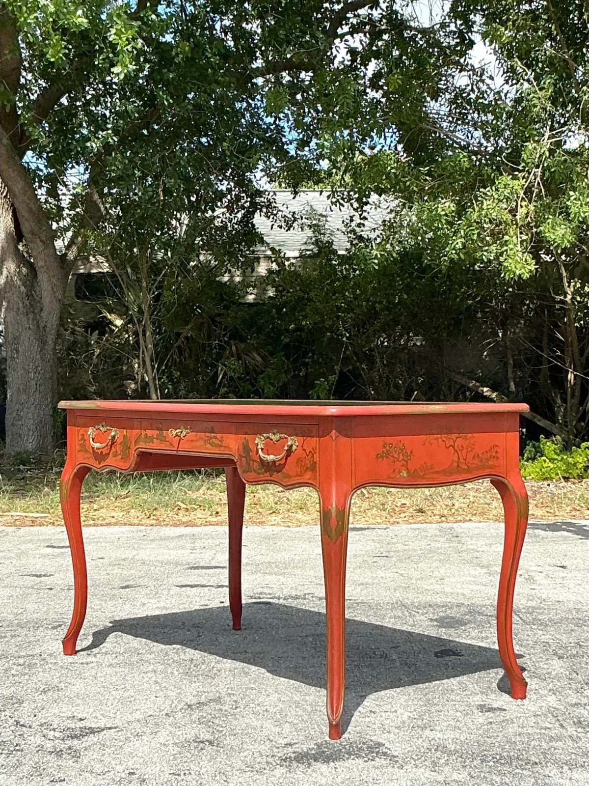 Vintage Baker Red Lacquered Chinoiserie Writing Desk — additional photo 7