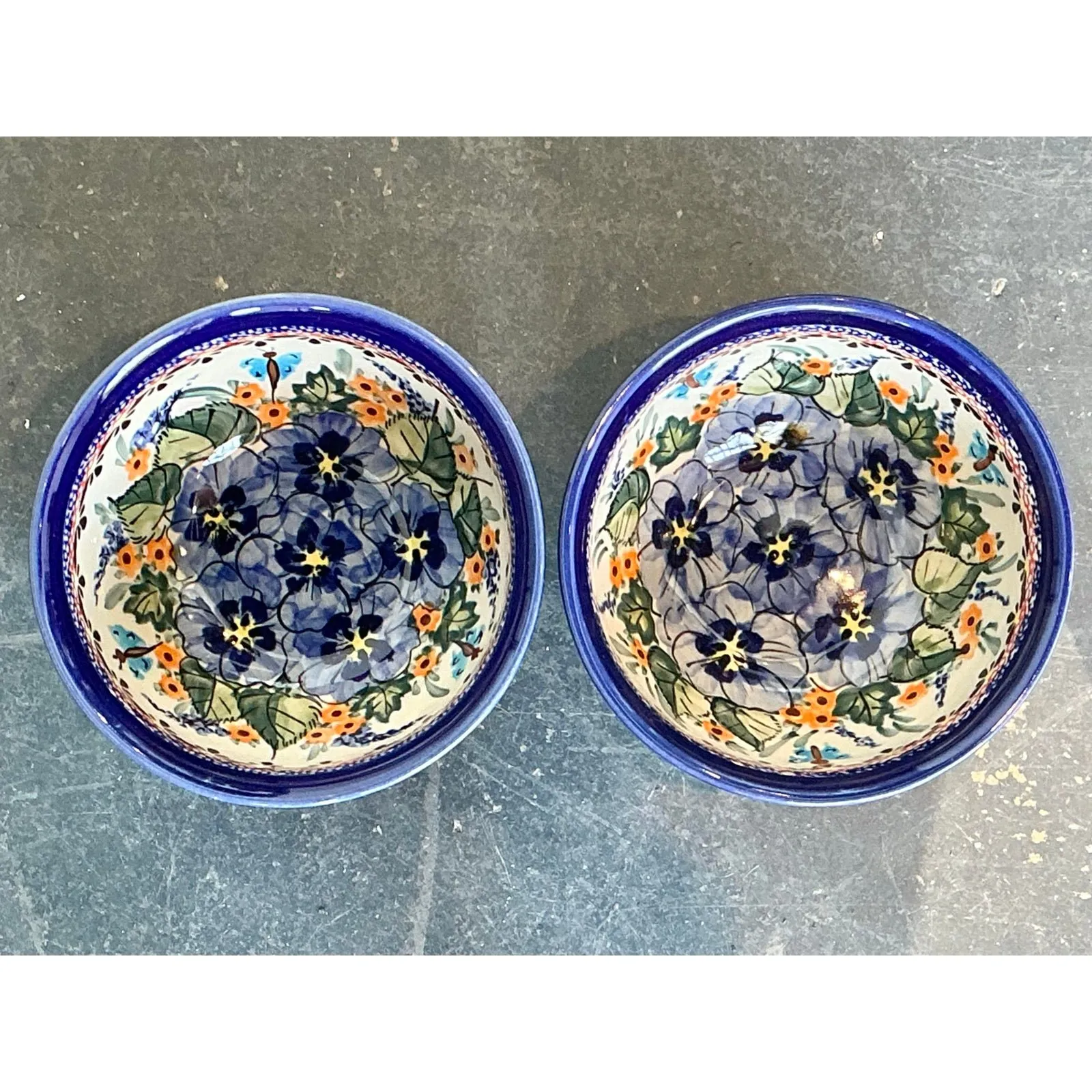 Vintage Polish Hand Painted Ceramic Bowls - Set of 2 — additional photo 2