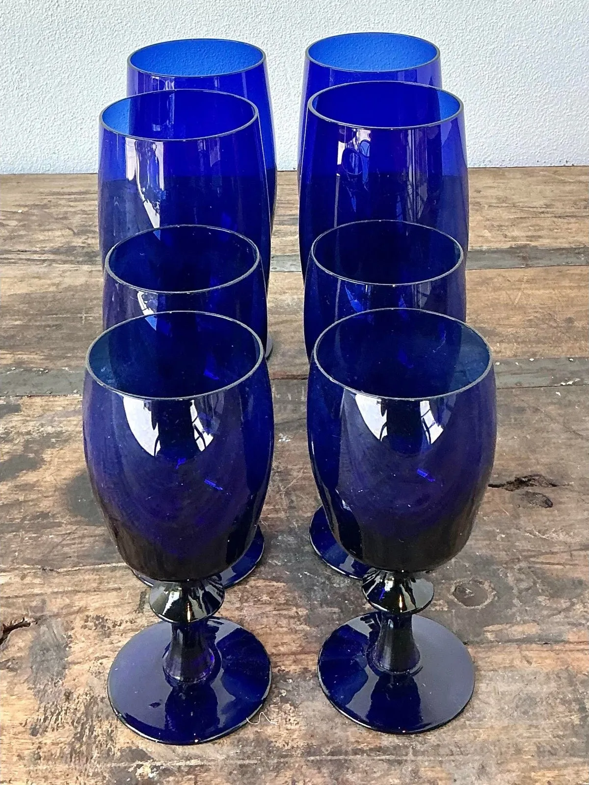 Vintage Cobalt Stemware - Set of 8 - Back view