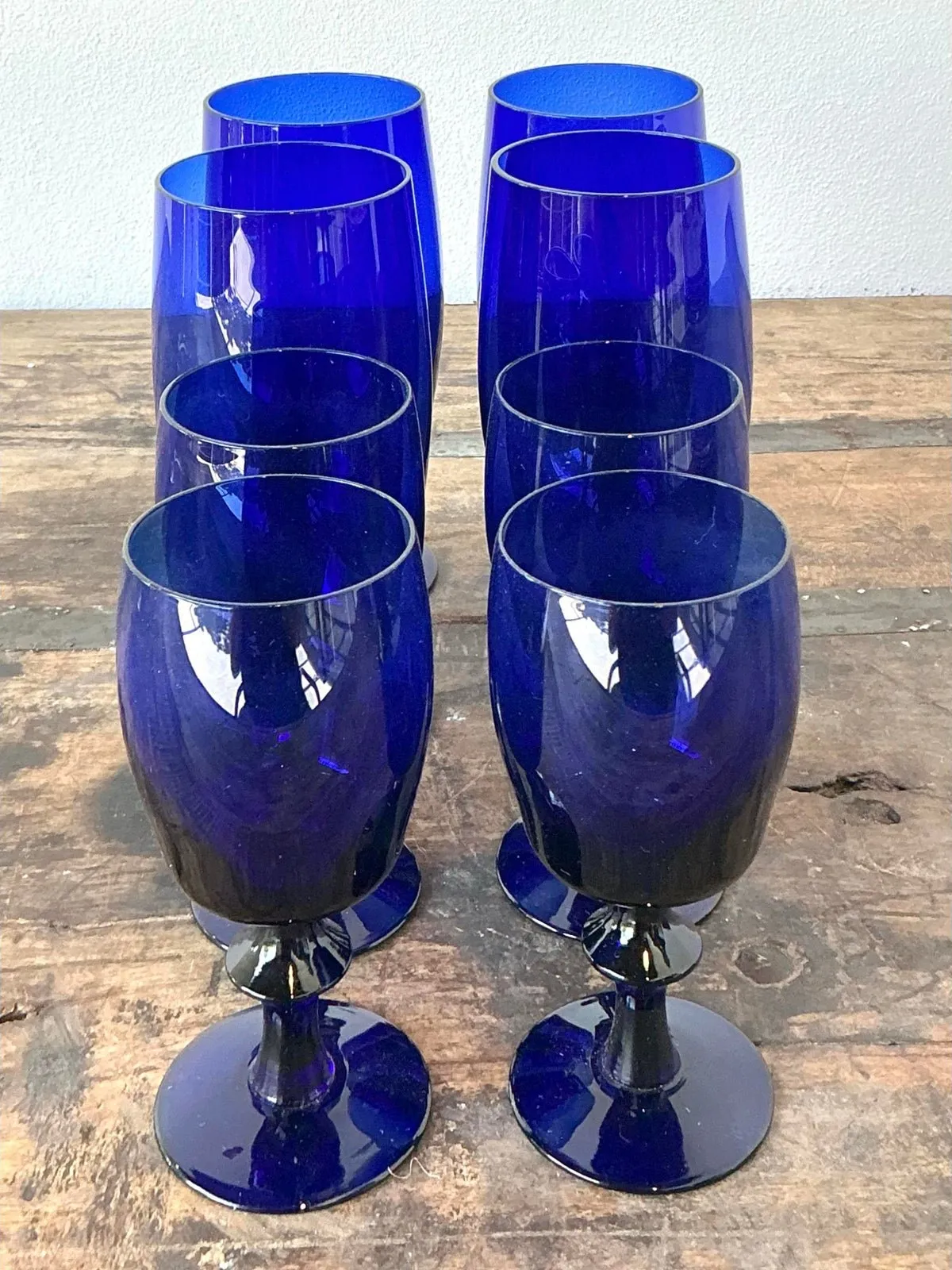 Vintage Cobalt Stemware - Set of 8 - Side view