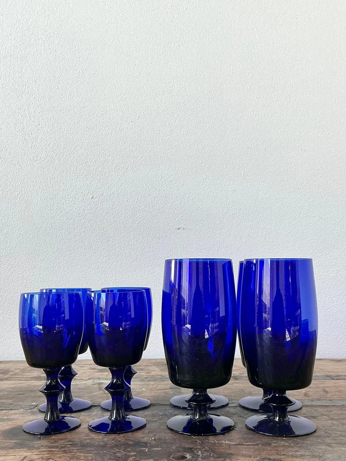 Vintage Cobalt Stemware - Set of 8 - Angle view