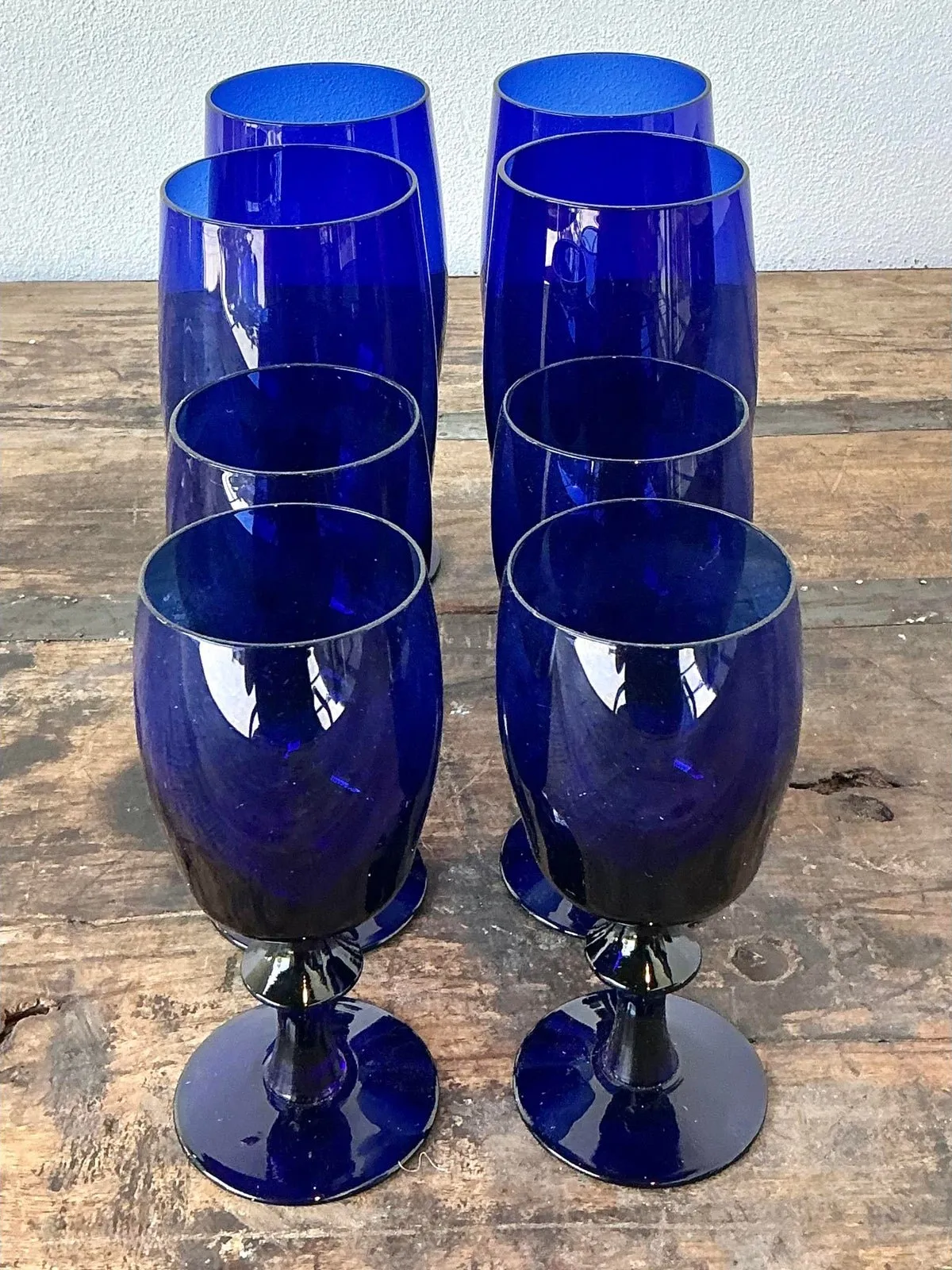 Vintage Cobalt Stemware - Set of 8 - Close-up view