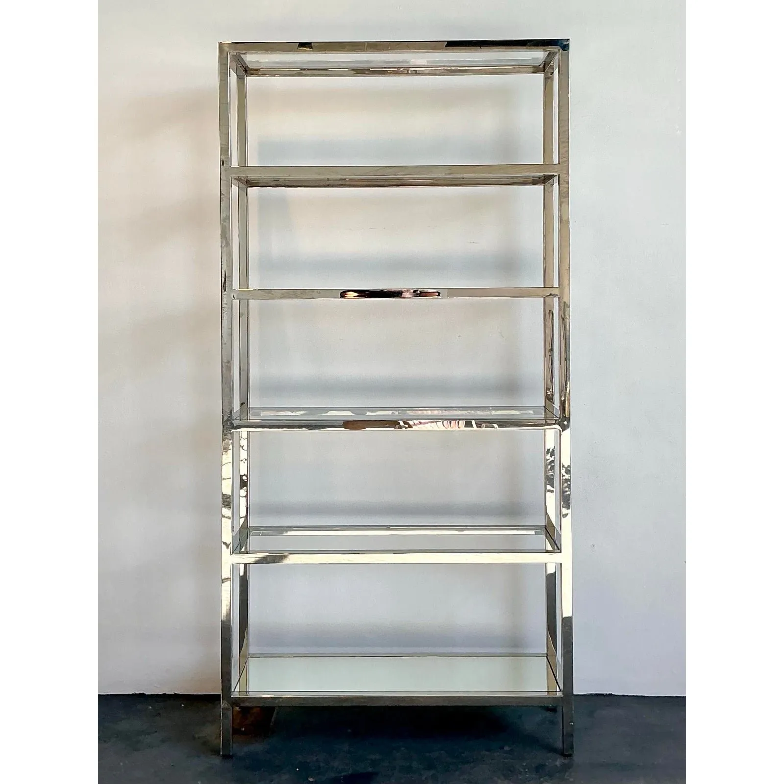 Vintage Chrome and Glass Etagere