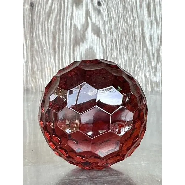 Vintage Regency Faceted Solid Glass Sphere