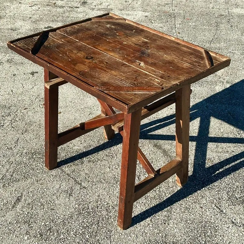 Early 20th Century Vintage Boho Primitive Side Table — additional photo 2