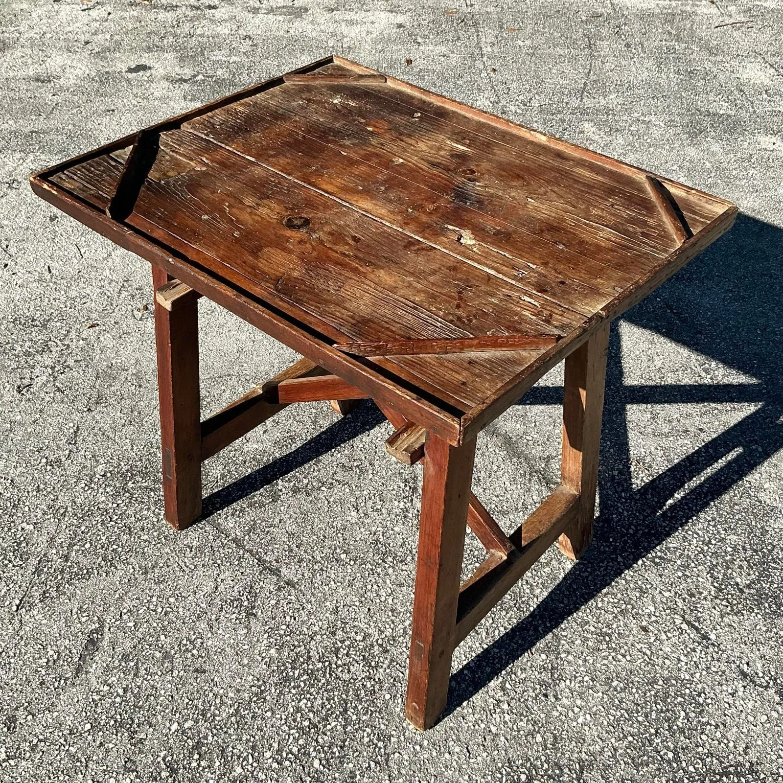 Early 20th Century Vintage Boho Primitive Side Table — additional photo 6