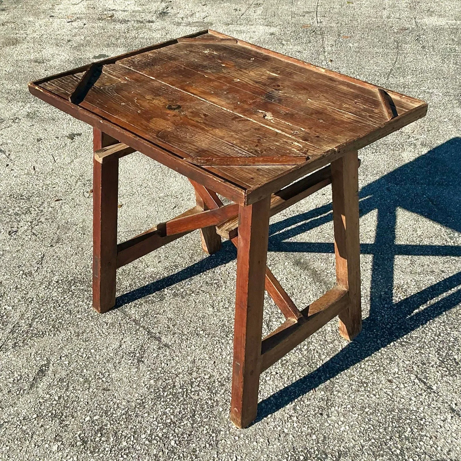 Early 20th Century Vintage Boho Primitive Side Table — additional photo 8