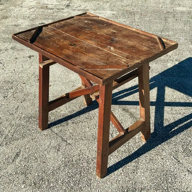 Early 20th Century Vintage Boho Primitive Side Table — additional photo 8
