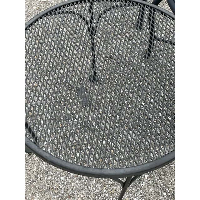 Mid 20th Century Black Wrought Iron Dining Table After Russell Woodard — additional photo 3