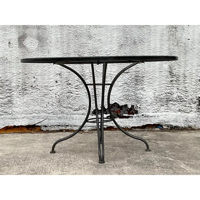 Mid 20th Century Black Wrought Iron Dining Table After Russell Woodard — additional photo 4