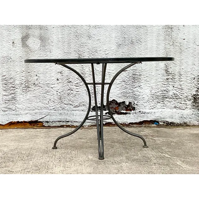 Mid 20th Century Black Wrought Iron Dining Table After Russell Woodard — additional photo 6