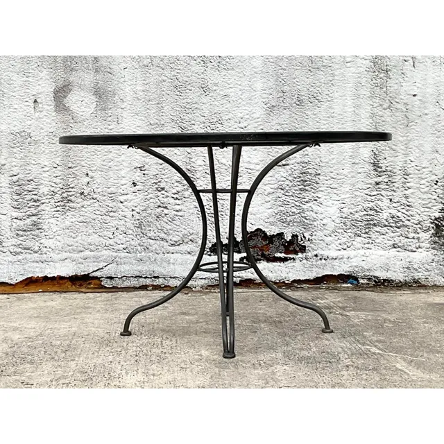 Mid 20th Century Black Wrought Iron Dining Table After Russell Woodard — additional photo 7