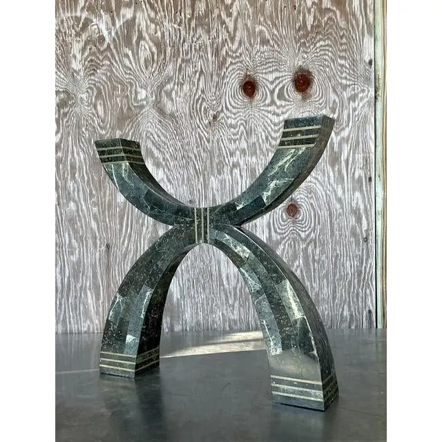 Vintage Boho Casa Bique Tessellated Stone and Bronze Candelabra — additional photo 5