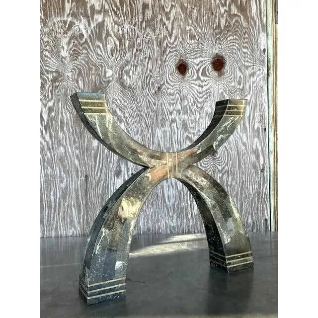 Vintage Boho Casa Bique Tessellated Stone and Bronze Candelabra — additional photo 5