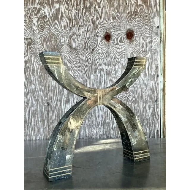 Vintage Boho Casa Bique Tessellated Stone and Bronze Candelabra — additional photo 8