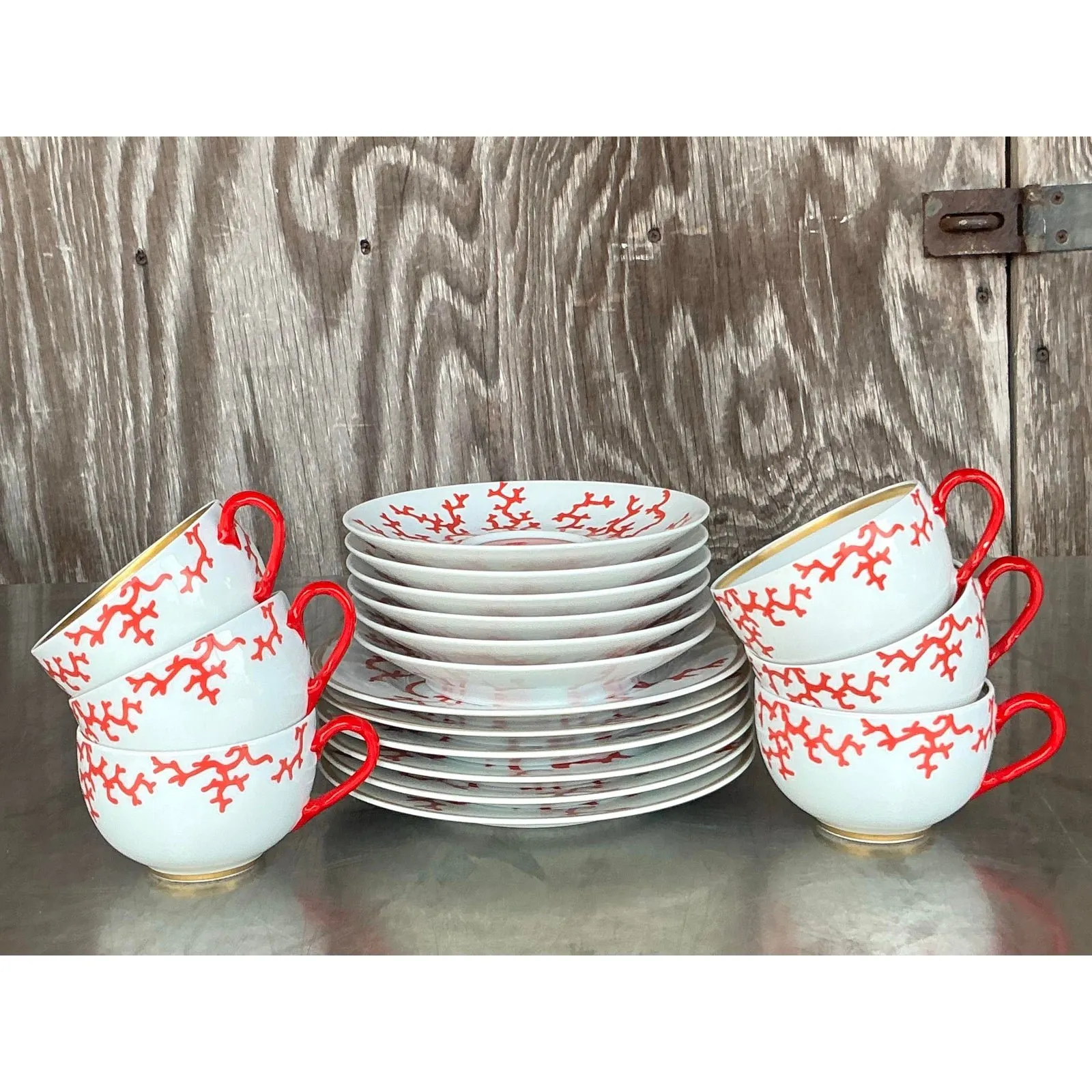 Vintage Coastal Alberto Pinto for Raynaud Limoges “Christobal” Dessert Service for 6- 18 Pieces — additional photo 6