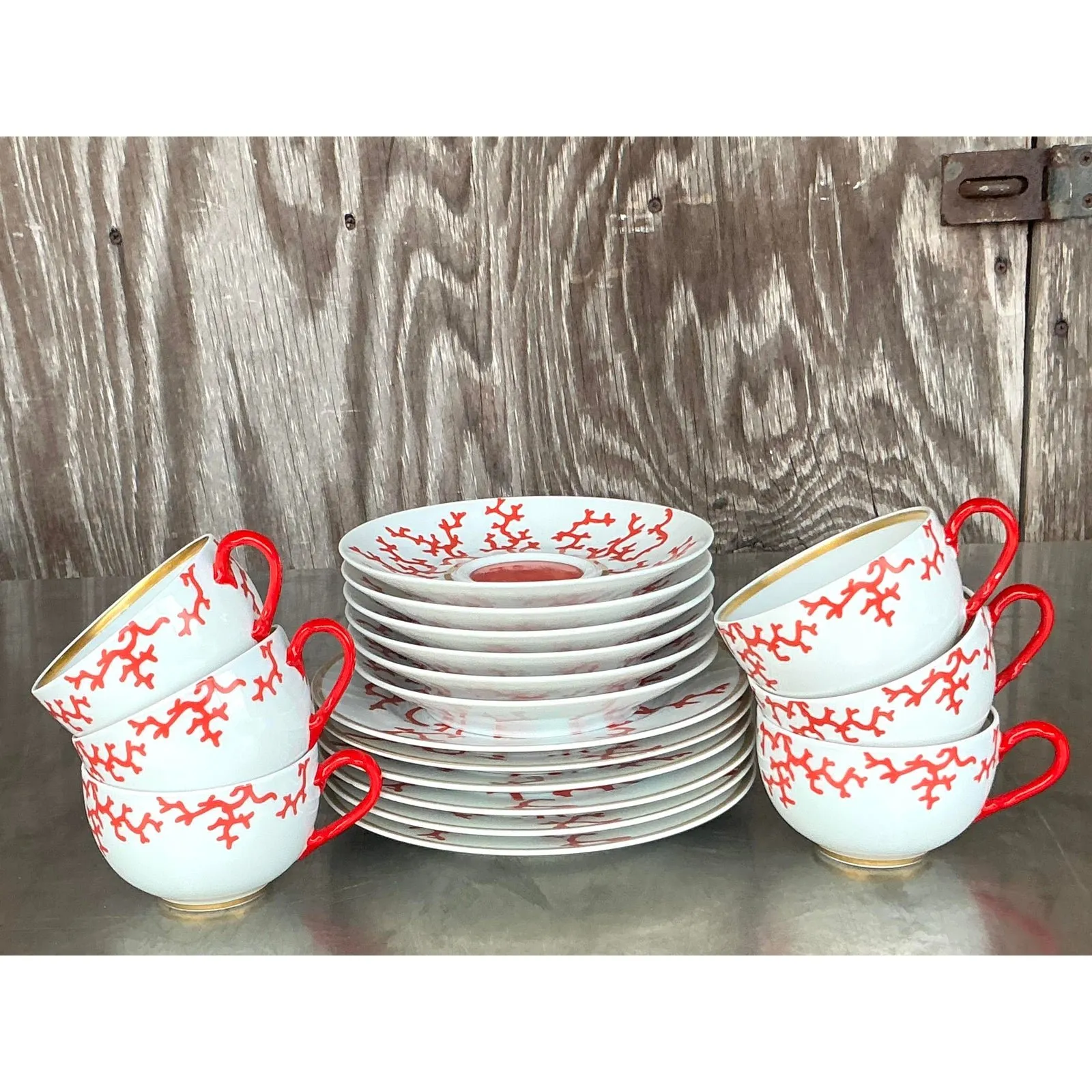 Vintage Coastal Alberto Pinto for Raynaud Limoges “Christobal” Dessert Service for 6- 18 Pieces — additional photo 7